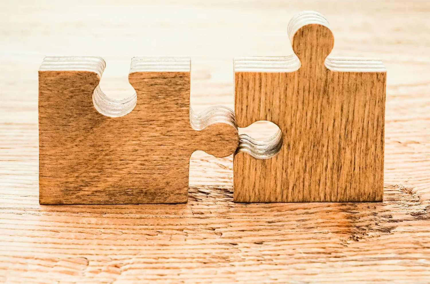 Two separate jigsaw pieces linked togather