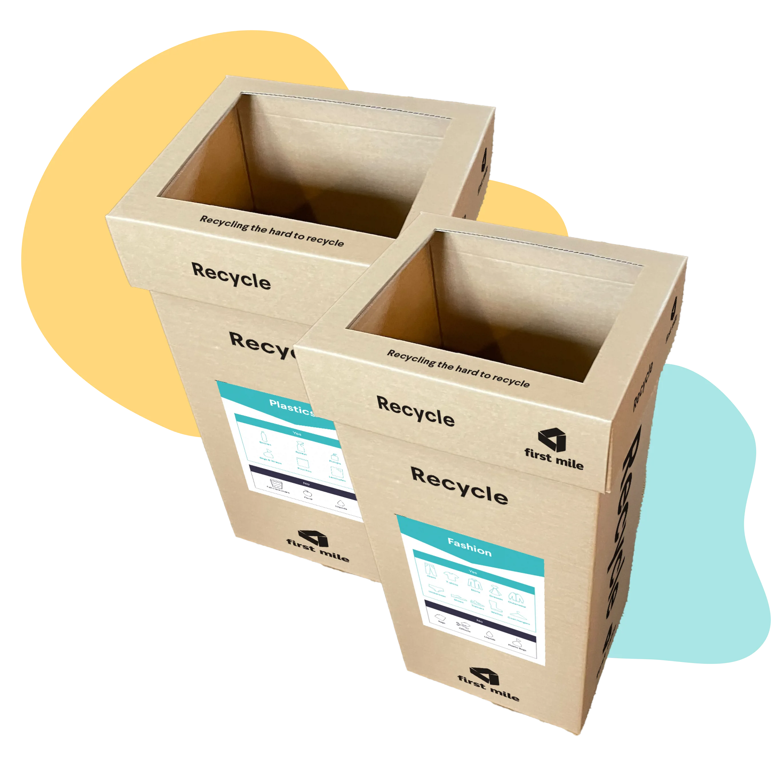 Two in store recycling bins