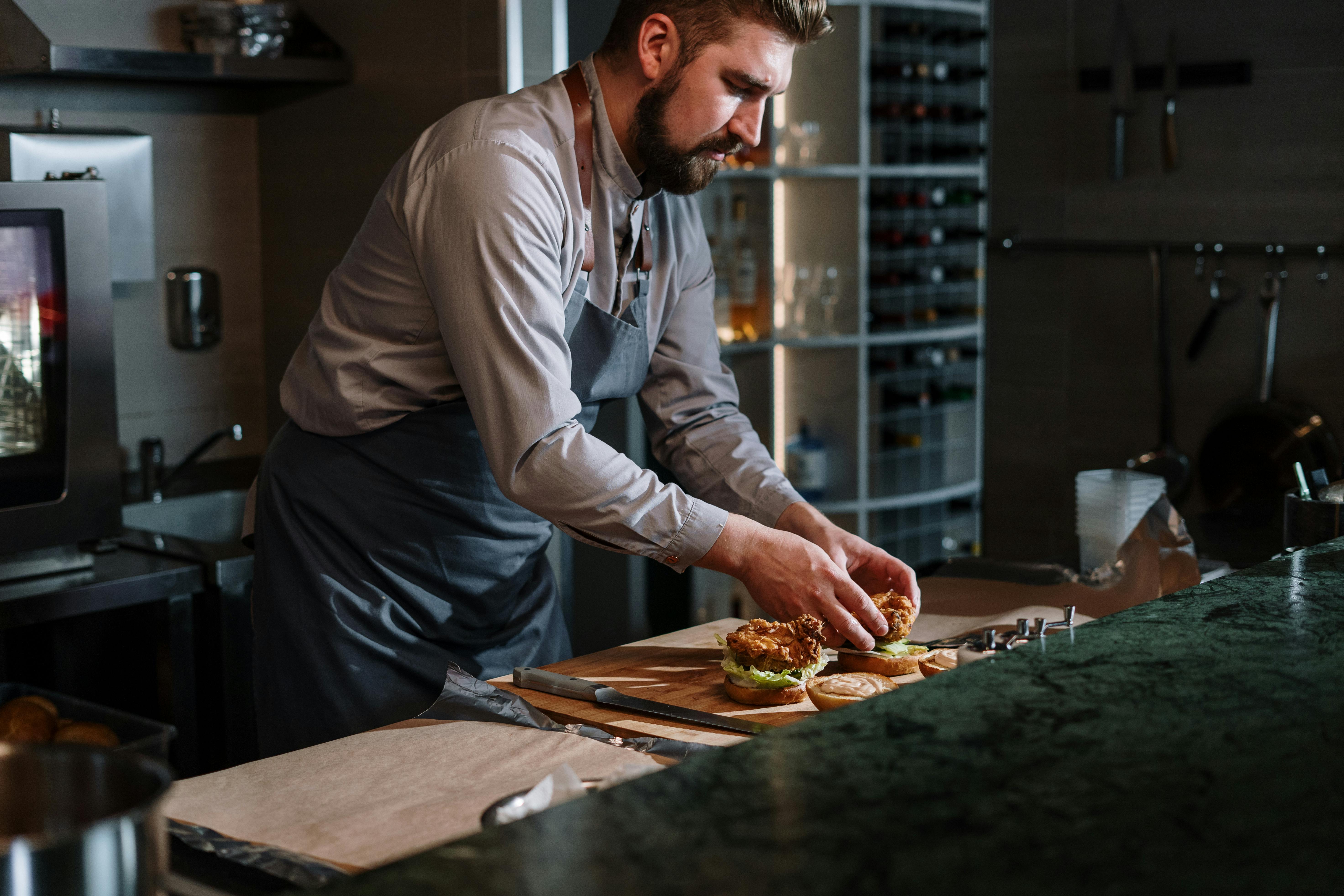 Pub chef preparing food